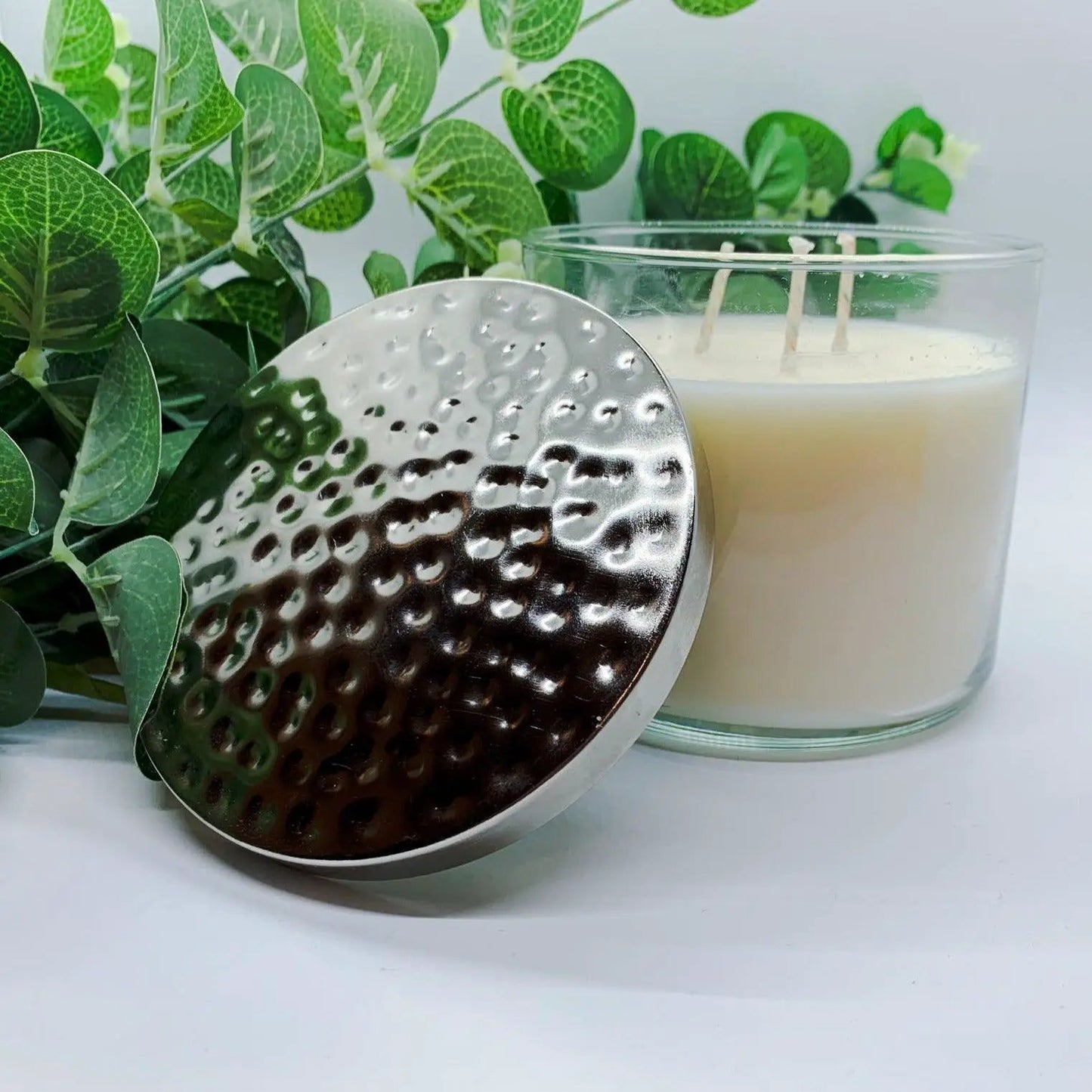 Simplistic No Label Soy 14.5oz 3-wick Candle by Gia Roma in a clear glass jar on Tampa Home & Garden Store