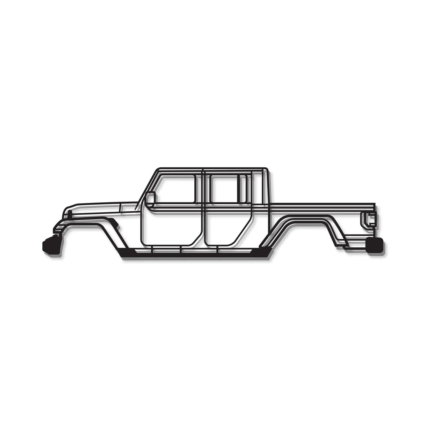 Gladiator JT metal wall art line drawing in black, 2020 Modello Turbo Jeep on Tampa Home & Garden Store