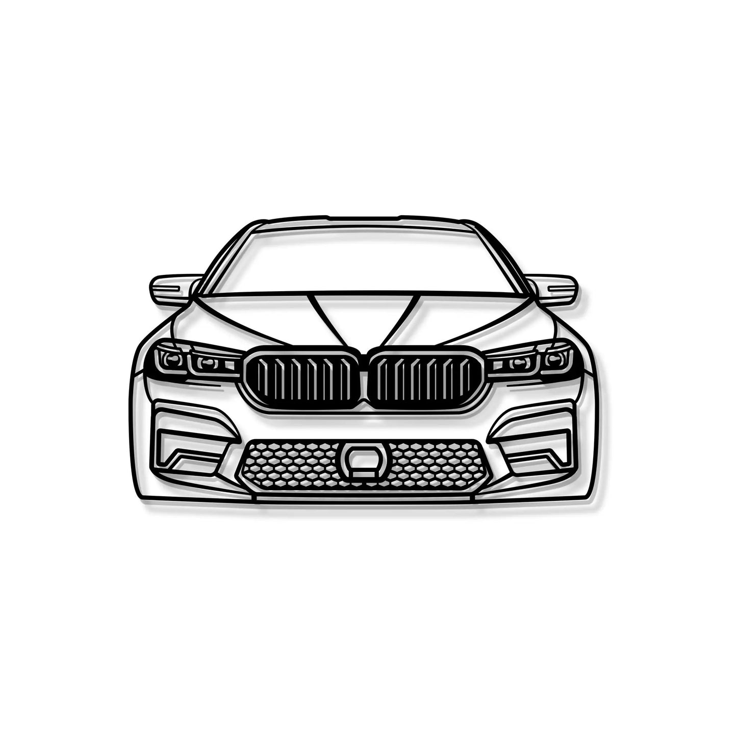 2021 M5 Competition front view metal wall art in black line drawing on Tampa Home & Garden Store