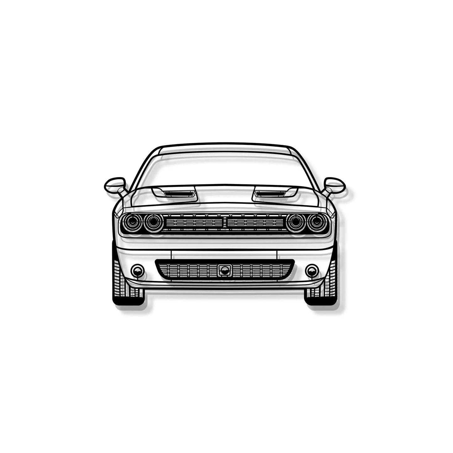 Challenger Front View Metal Car Wall Art black line illustration view by Modello Turbo on Tampa Home & Garden Store