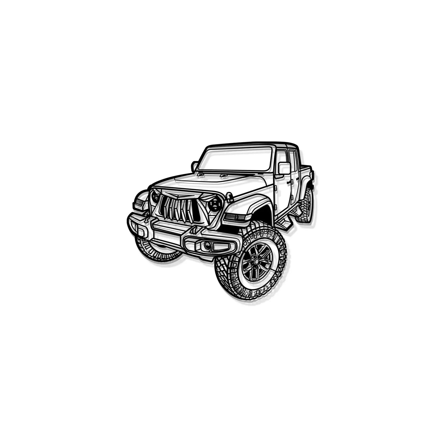 Gladiator Perspective Metal Wall Art Jeep Gladiator sketch, black white metal decor on Tampa Home & Garden Store
