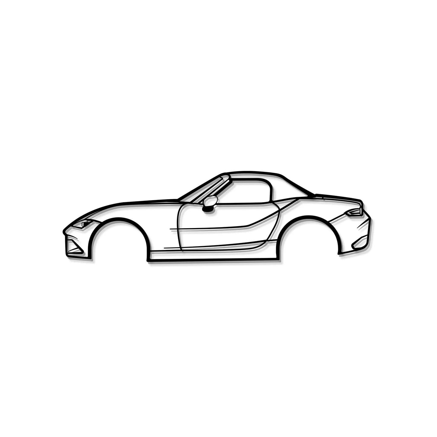 2021 Miata MX5 metal wall art by Modello Turbo, black line car illustration on Tampa Home & Garden Store