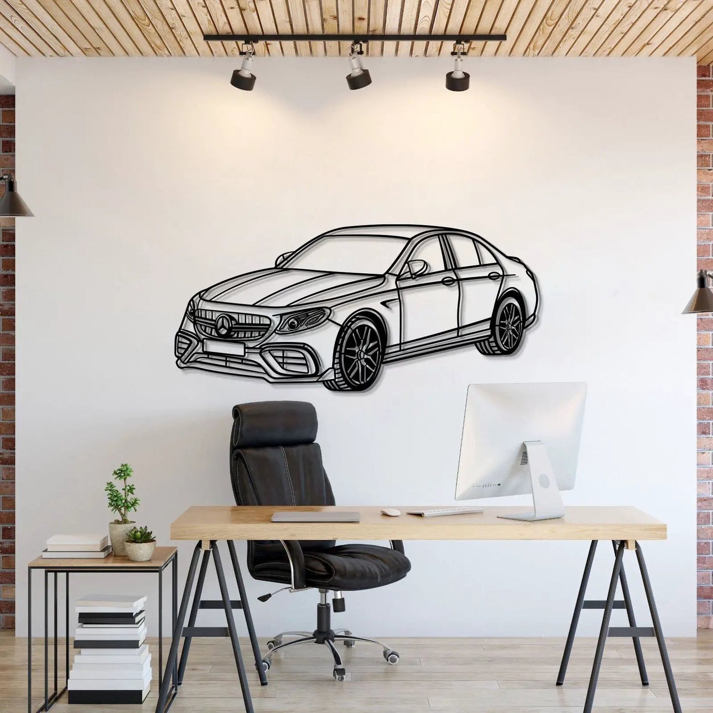 2021 E63S AMG Perspective Metal Wall Art Modello Turbo line car silhouette for home decor on Tampa Home & Garden Store
