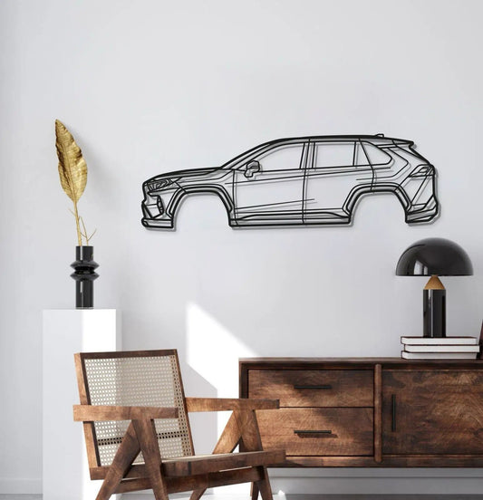 RAV4 Prime XA50 metal car wall art decor, black line art SUV by Modello Turbo on Tampa Home & Garden Store