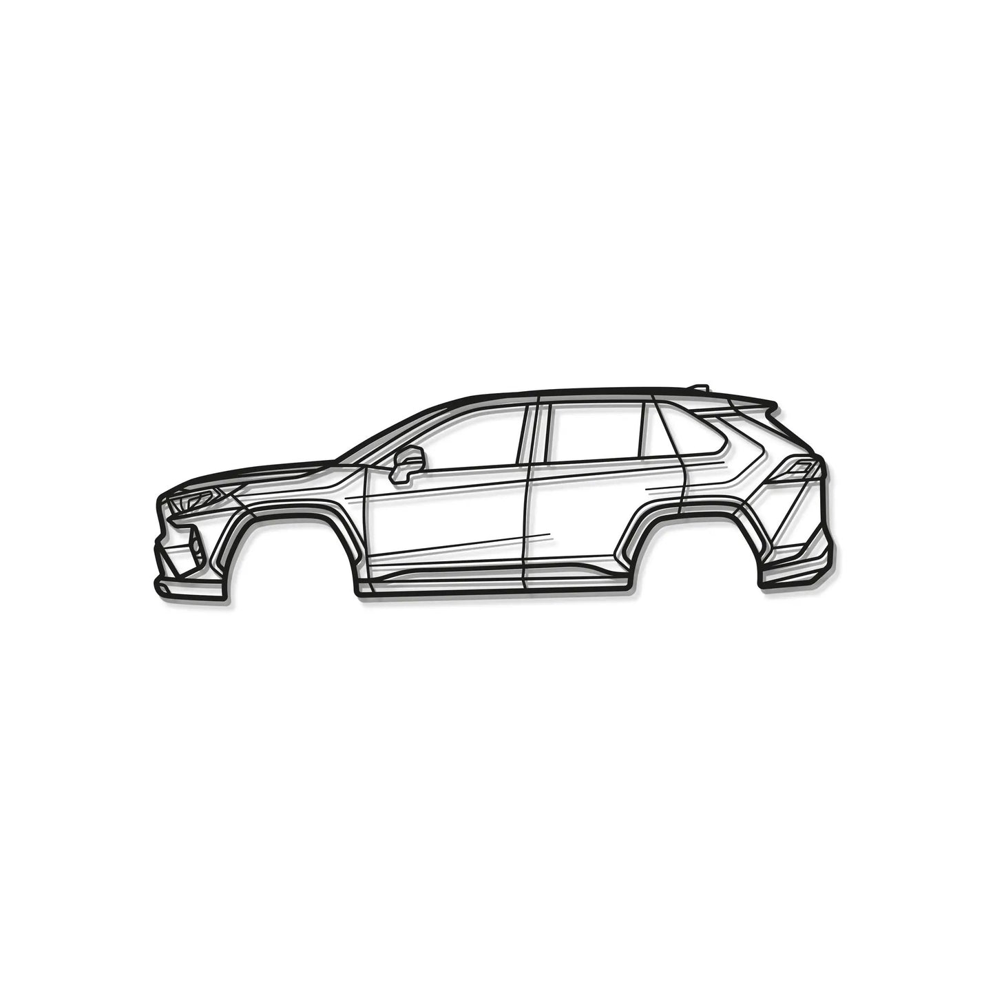 RAV4 Prime XA50 metal wall art silhouette in black line art by Modello Turbo on Tampa Home & Garden Store