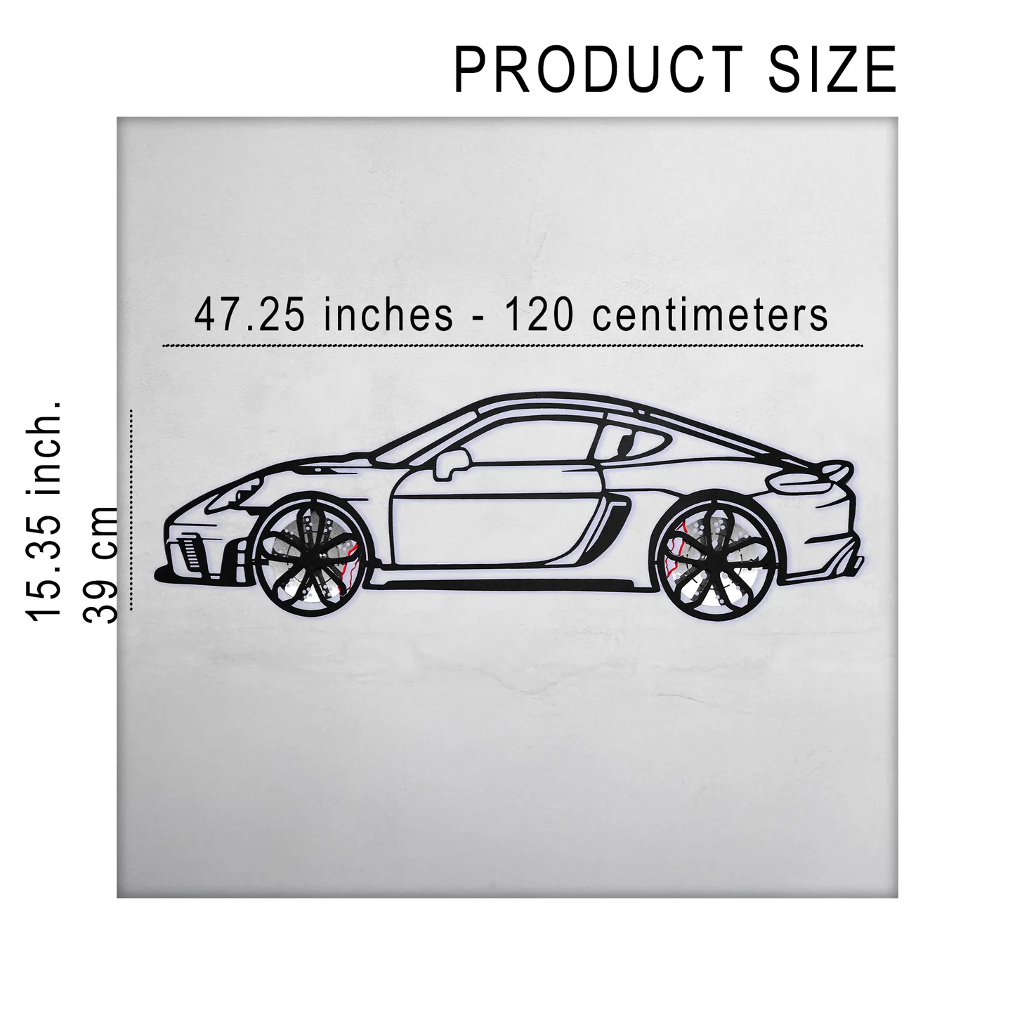 2022 Porsche Cayman 718 GT4 metal wall art steel cut line drawing 47.25 in panel Enova Art on Tampa Home & Garden Store