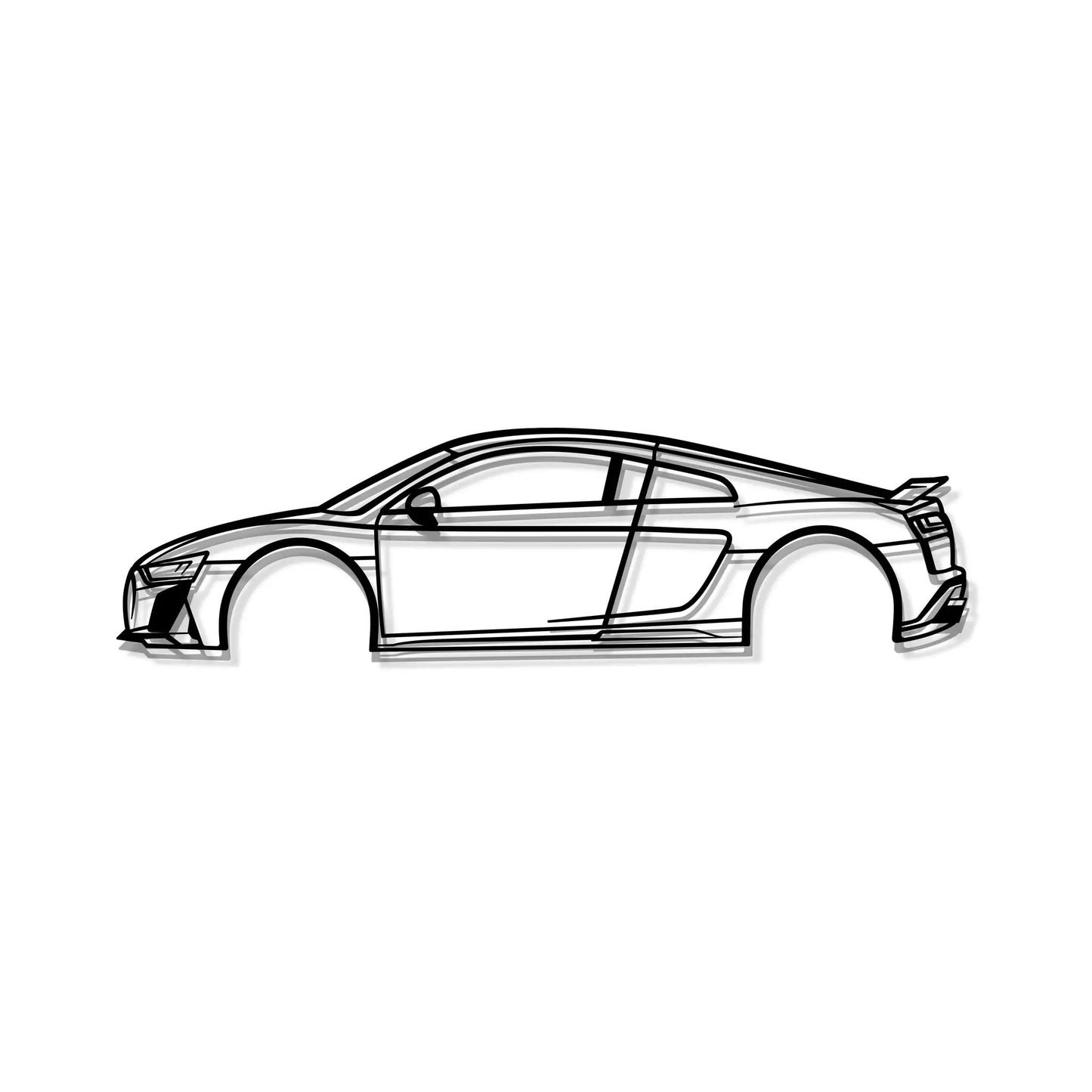 2022 R8 metal car wall art by Modello Turbo, black line art, single piece on Tampa Home & Garden Store