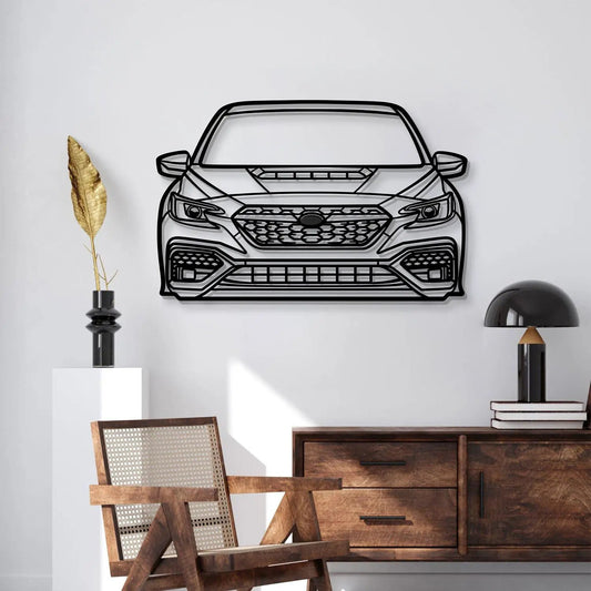 2022 WRX Front View Metal Car Wall Art by Modello Turbo, black metal outline artwork on Tampa Home & Garden Store