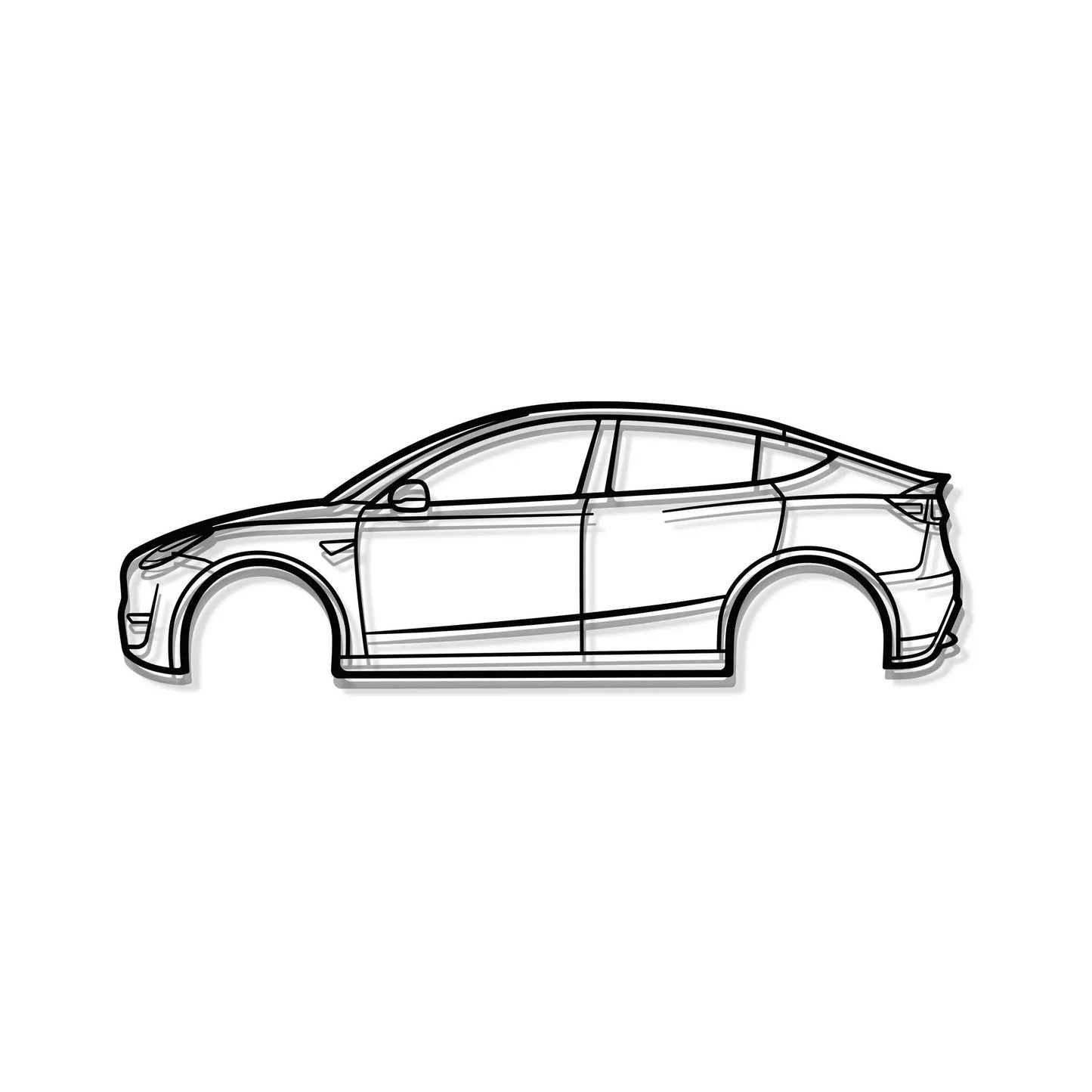 2022 Model Y metal wall art, black line drawing of SUV by Modello Turbo on Tampa Home & Garden Store