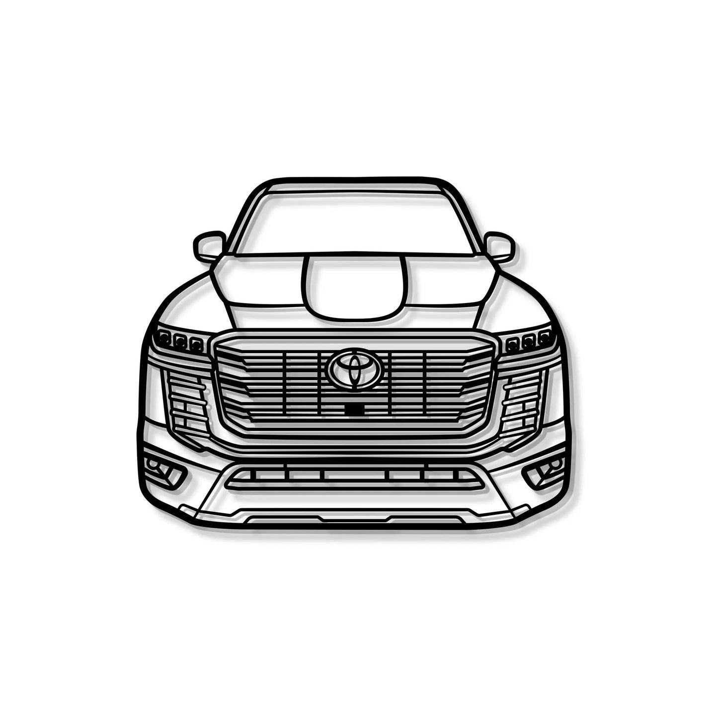 Land Cruiser front-view metal wall art; black-line grille with chrome accents by Modello Turbo on Tampa Home & Garden Store