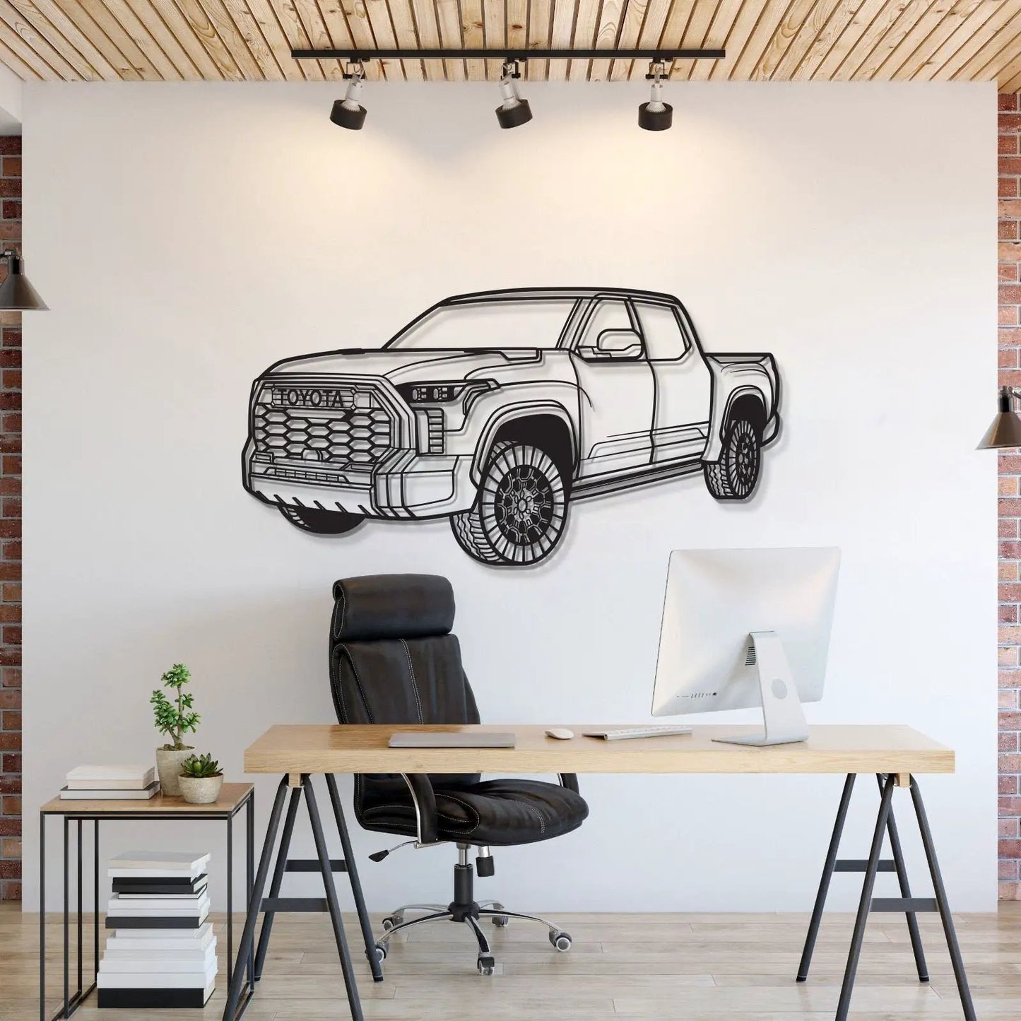 2022 Tundra Perspective metal wall art by Modello Turbo Toyota pickup outline on Tampa Home & Garden Store