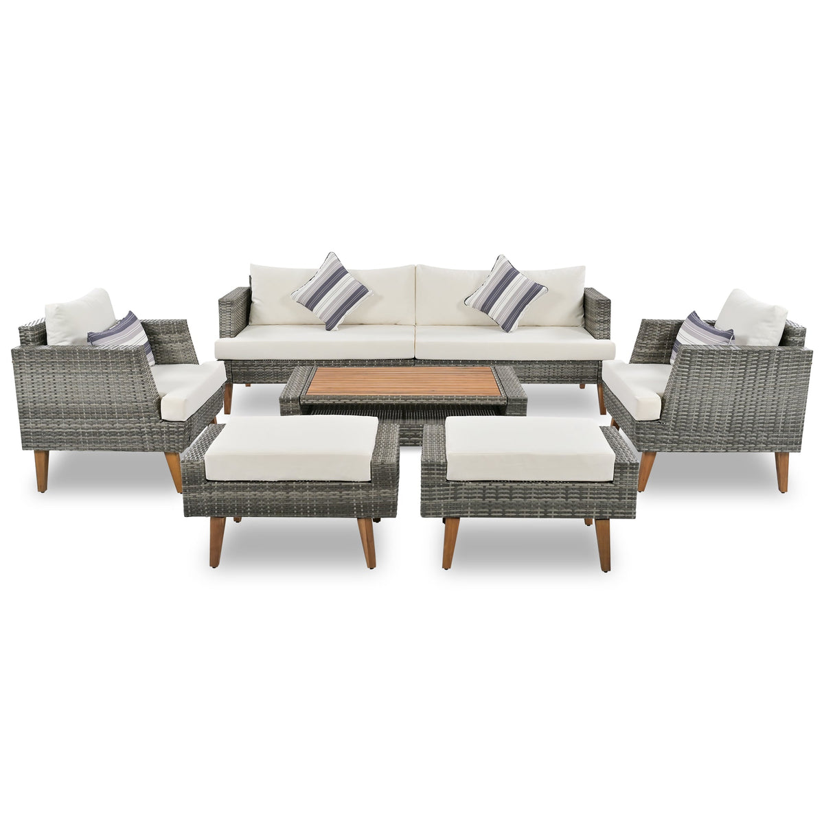6 Piece Outdoor PE Wicker Sofa and Chairs