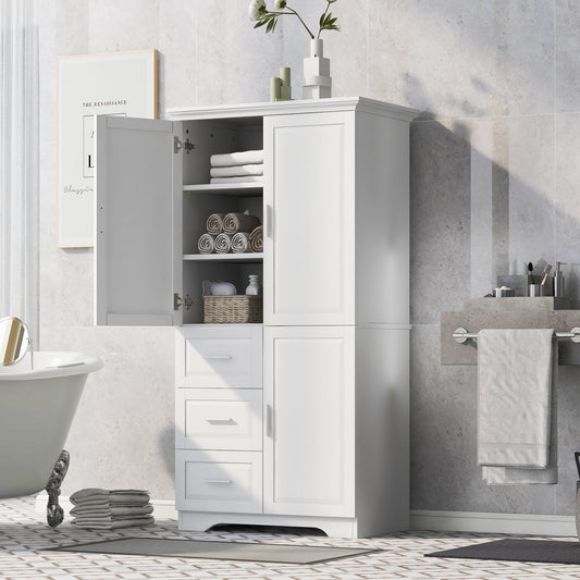 Tall and wide storage cabinet with doors in white for bathroom or office by HouseOfZazla on Tampa Home & Garden Store
