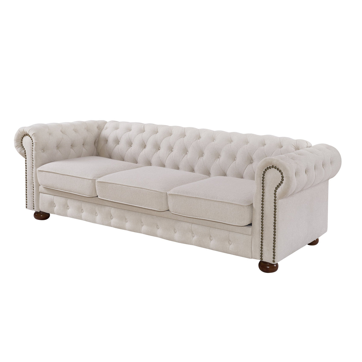 Premium Chesterfield Sofa and Linen Living Room