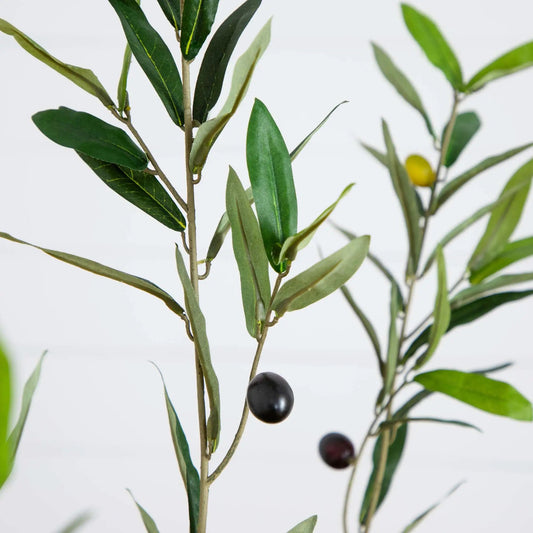 Realistic olive artificial tree indoor use by Nearly Natural green leaves with olives on Tampa Home & Garden Store