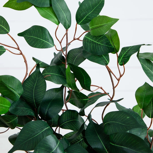 Ficus Auriculata artificial silk tree with dark green leaves and brown stems, Nearly Natural on Tampa Home & Garden Store