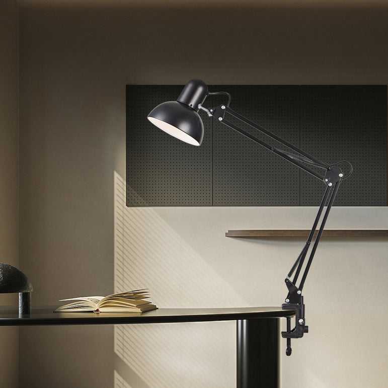 Modern Minimalist Adjustable Metal Desk Lamp LED in black with Moktan Sabai clamp on Tampa Home & Garden Store