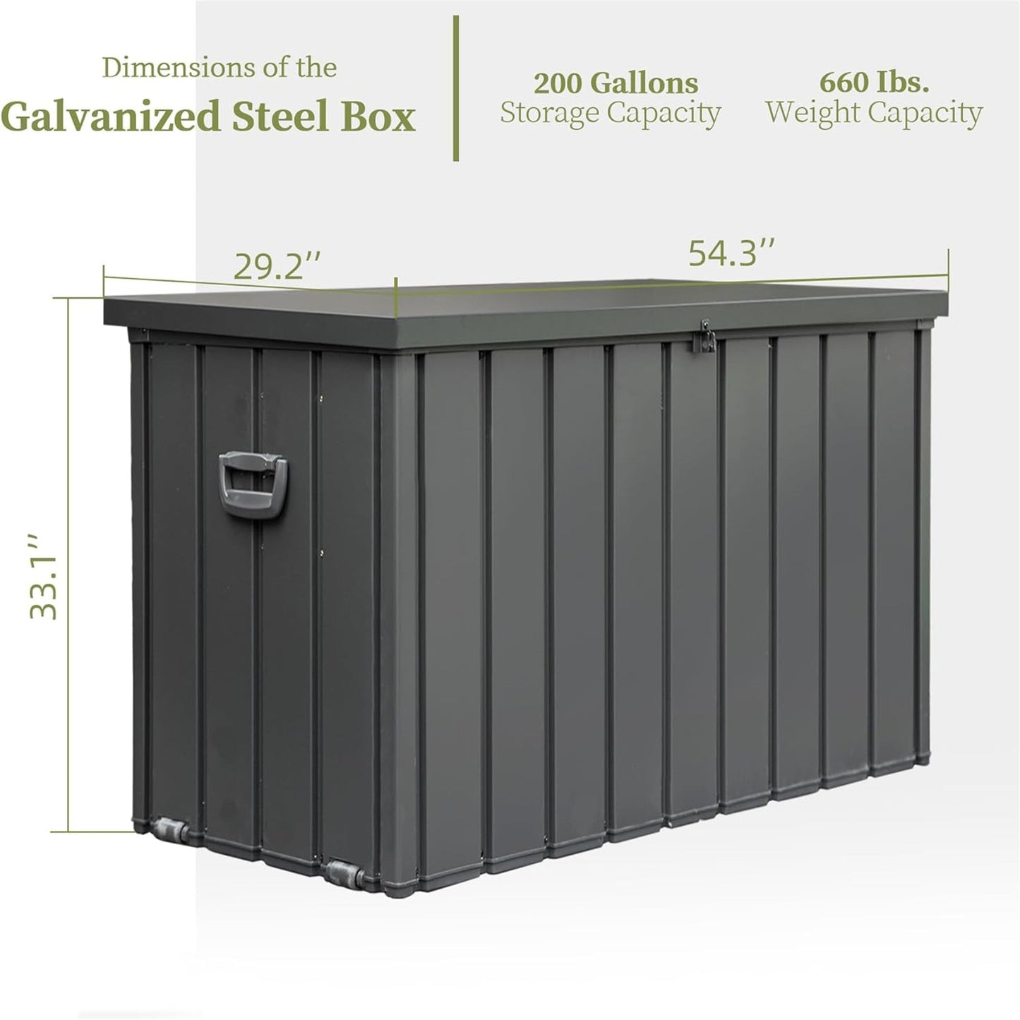 200 Gallon Outdoor Storage Deck Box by HouseOfZazla, galvanized steel dark gray on Tampa Home & Garden Store