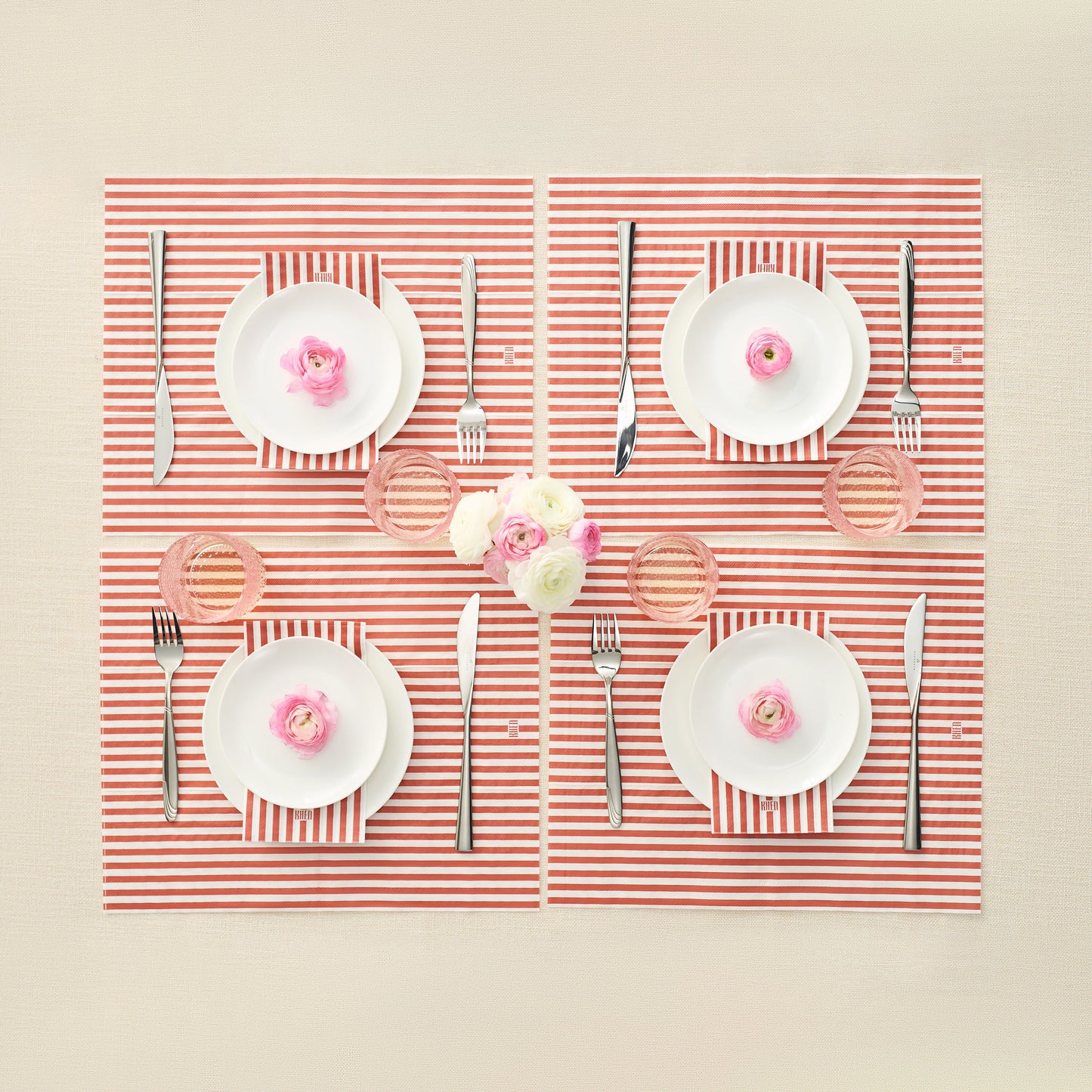 Tonal Striped Disposable Napkin Red 100 Pieces