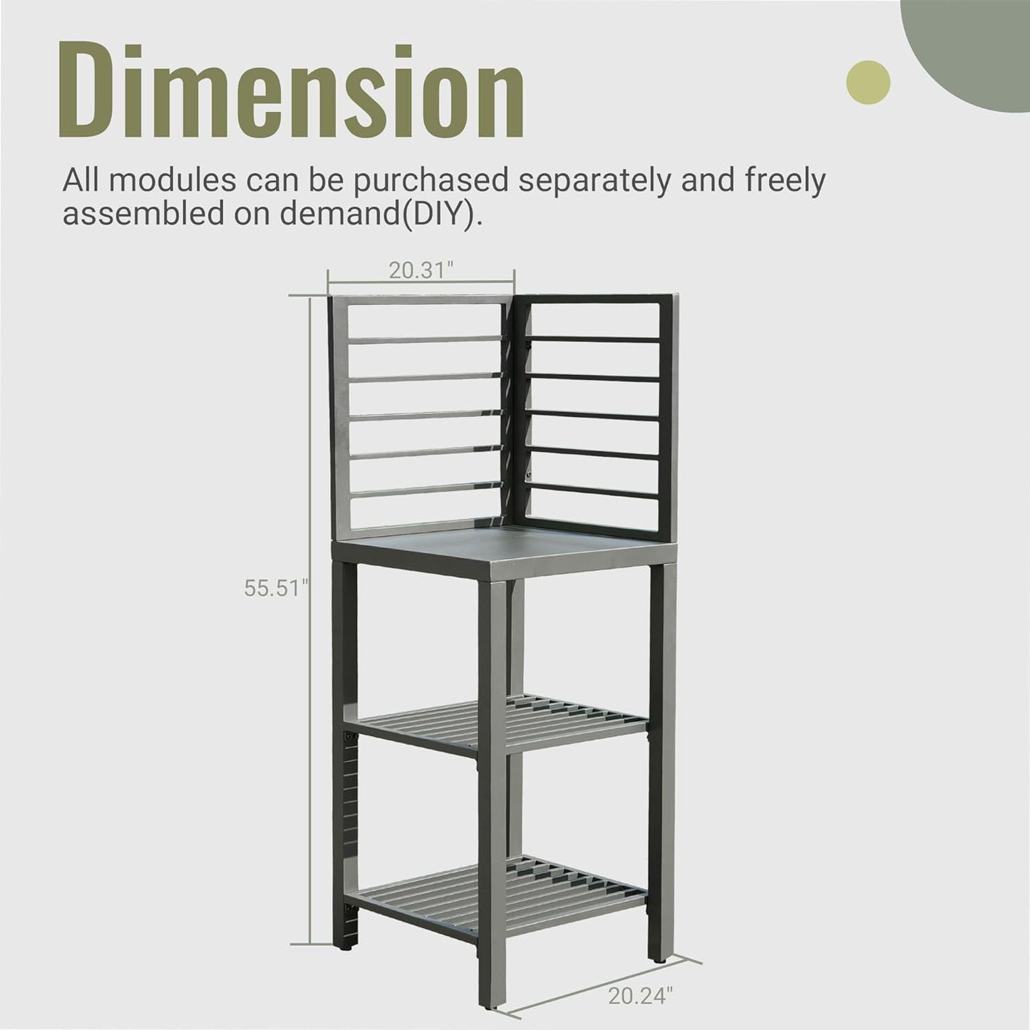Aluminum Outdoor Island with Storage and Shelves