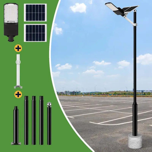 1200W solar street light with pole 30,000 lumens Langy Solar Lights solar panel LED head on Tampa Home & Garden Store