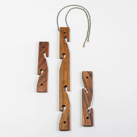 6-Pot Hanging Plant Holder set by Kalmar Home, natural wood, 3-piece with chain on Tampa Home & Garden Store