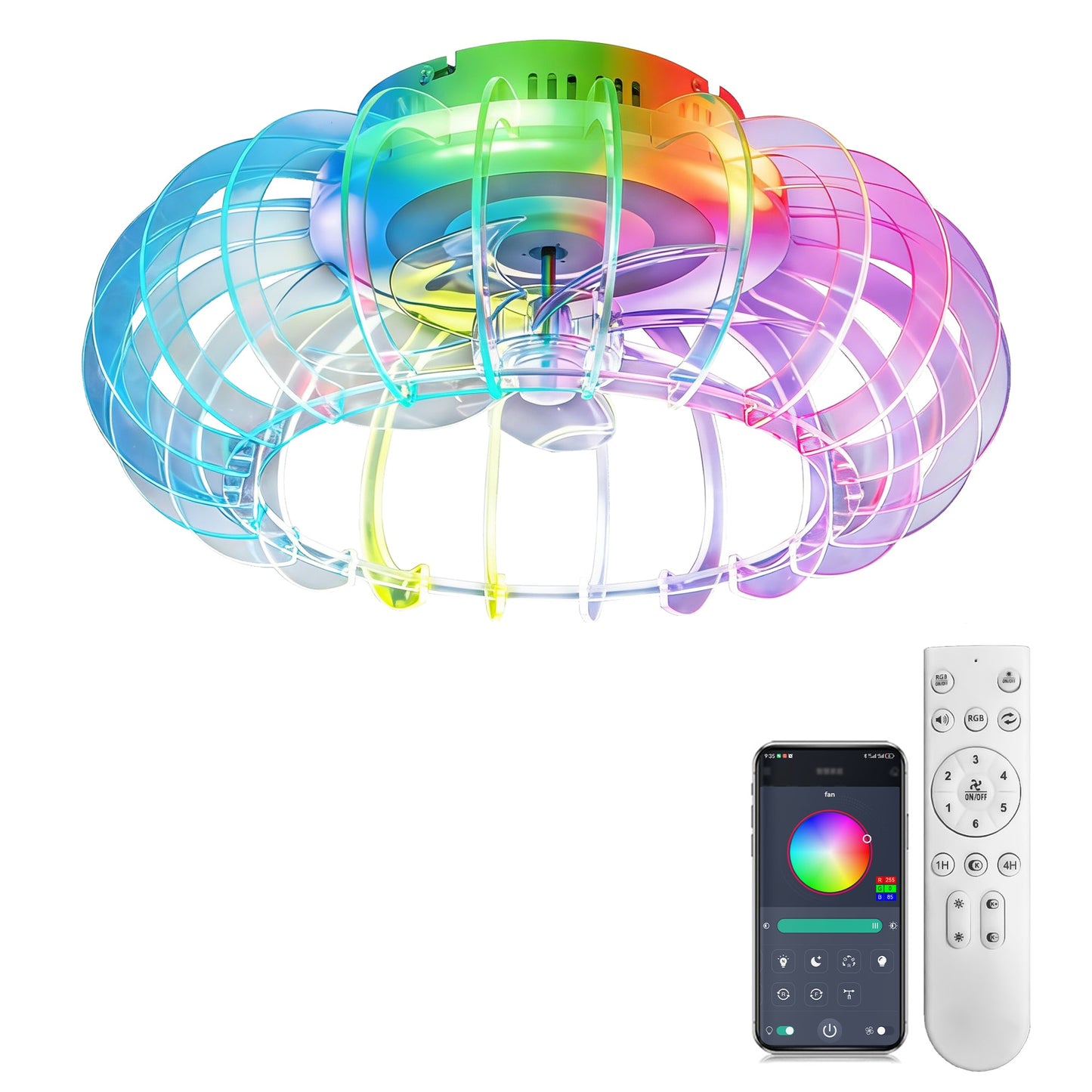 21'' low-profile bladeless ceiling fan with lights rainbow LED accents HouseOfZazla on Tampa Home & Garden Store