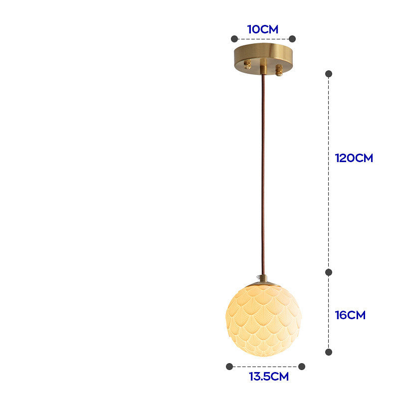 Nordic Japanese porcelain pendant chandelier by Decorbites yellow glaze globe brown cord on Tampa Home & Garden Store