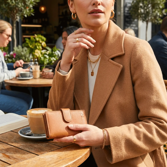 Signature Women's Cardholder Wallet by Will Leather Goods in tan leather with flap on Tampa Home & Garden Store