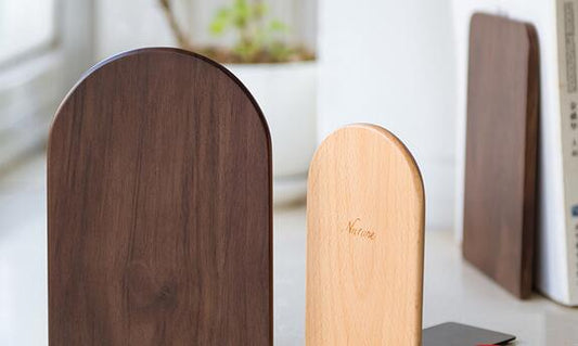 Solid beech wood book end natural wood walnut bookend home storage bookshelf decor bookstop natural wood crafts - Tampa Home & Garden Store