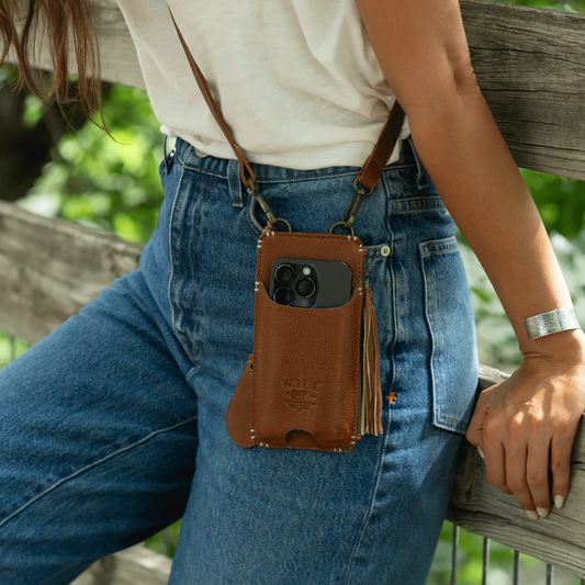 Phone Crossbody Mini Leather With Card Slots brown crossbody bag by Will Leather Goods on Tampa Home & Garden Store