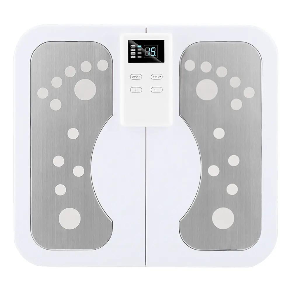 Foot Massager Acupoint Sole Low Frequency Pulse, white device with silver foot pads and panel on Tampa Home & Garden Store