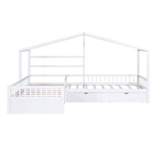 Twin white house-frame platform bed with three drawers and slatted base VIP Digital Presence on Tampa Home & Garden Store