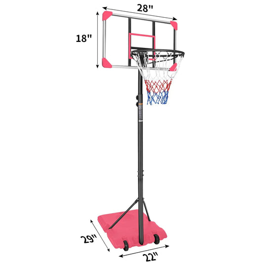 Portable basketball goal system with stable pink base, 28-inch backboard, adjustable pole on Tampa Home & Garden Store
