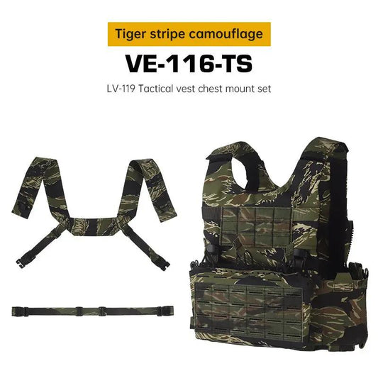 LV-119 Tactical Chest Rig Set in tiger stripe camouflage with Cordura fabric airsoft vest on Tampa Home & Garden Store