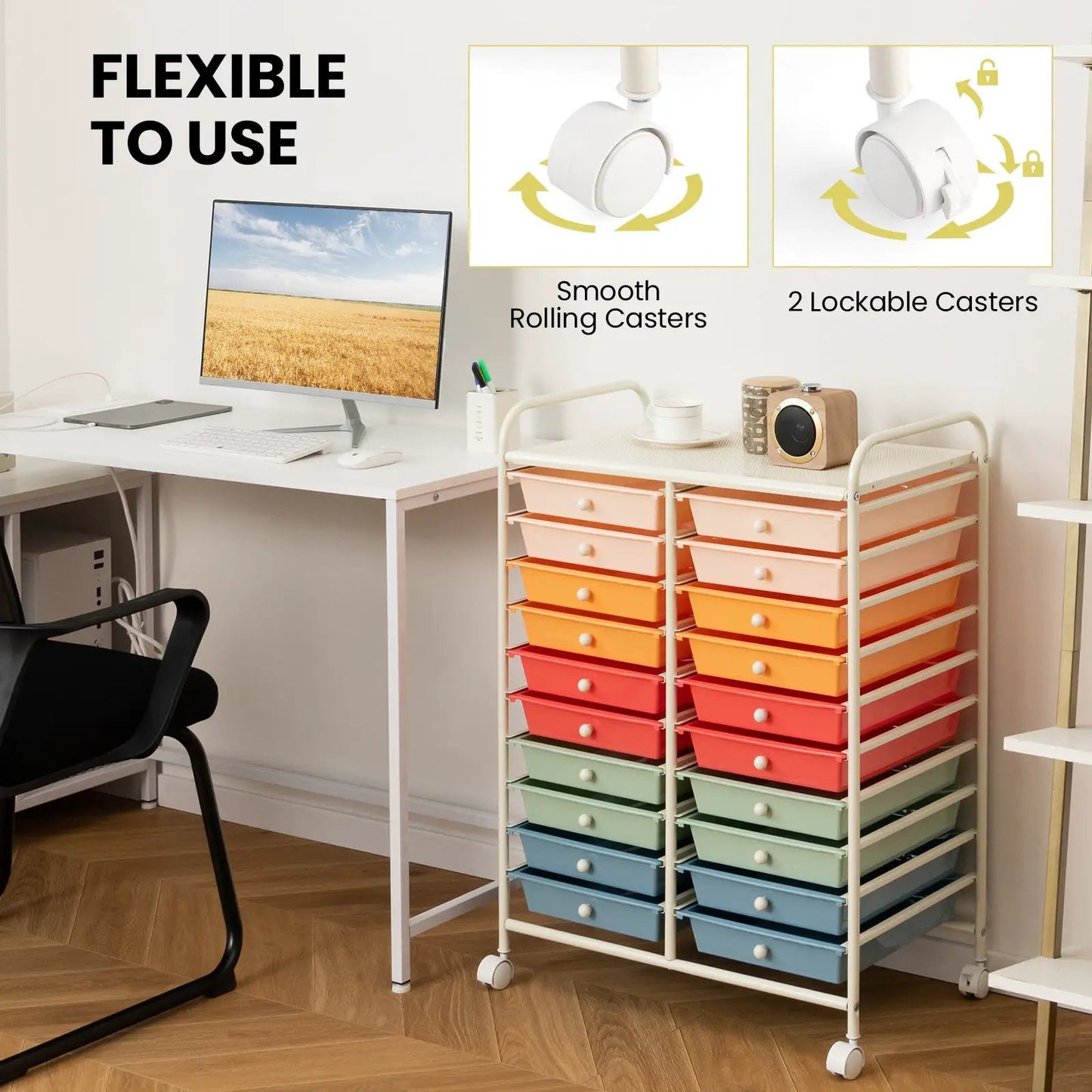 DirectDeals 20-drawer rolling storage cart with rainbow drawers on casters on Tampa Home & Garden Store