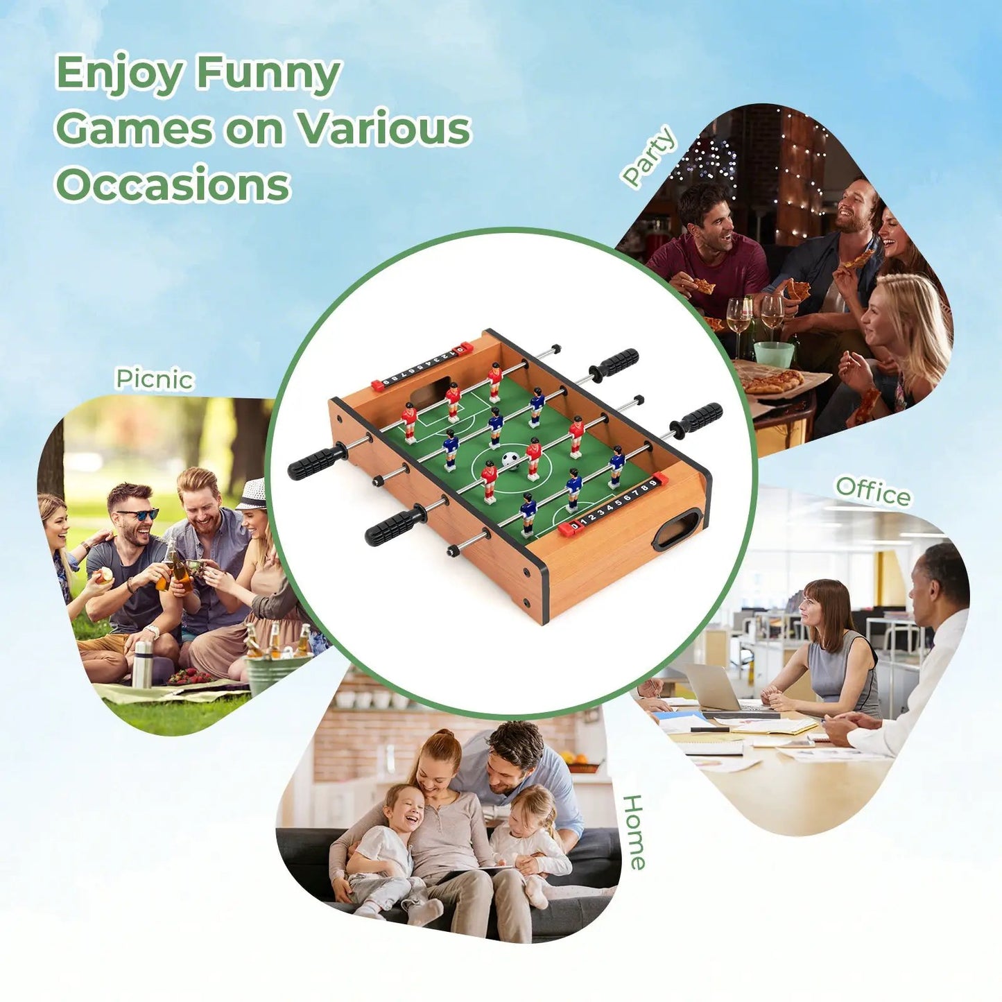 20 Inch indoor competition foosball table by DirectDeals with wood finish and black handles on Tampa Home & Garden Store
