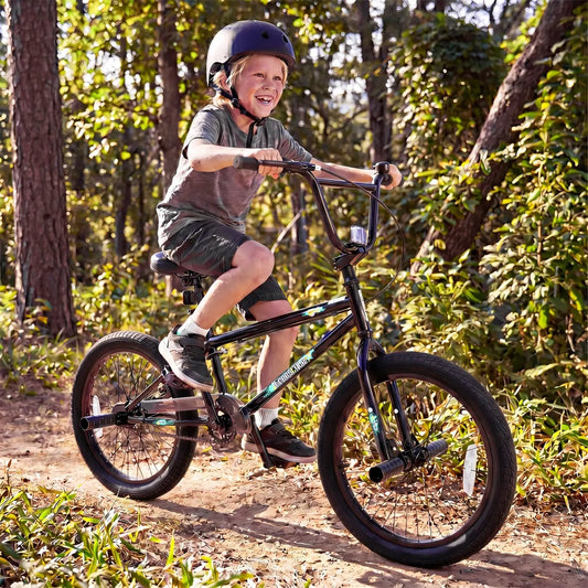 DirectDeals 20 Inch BMX Trick Bike with 360° Steering, black frame with teal accents for kids on Tampa Home & Garden Store