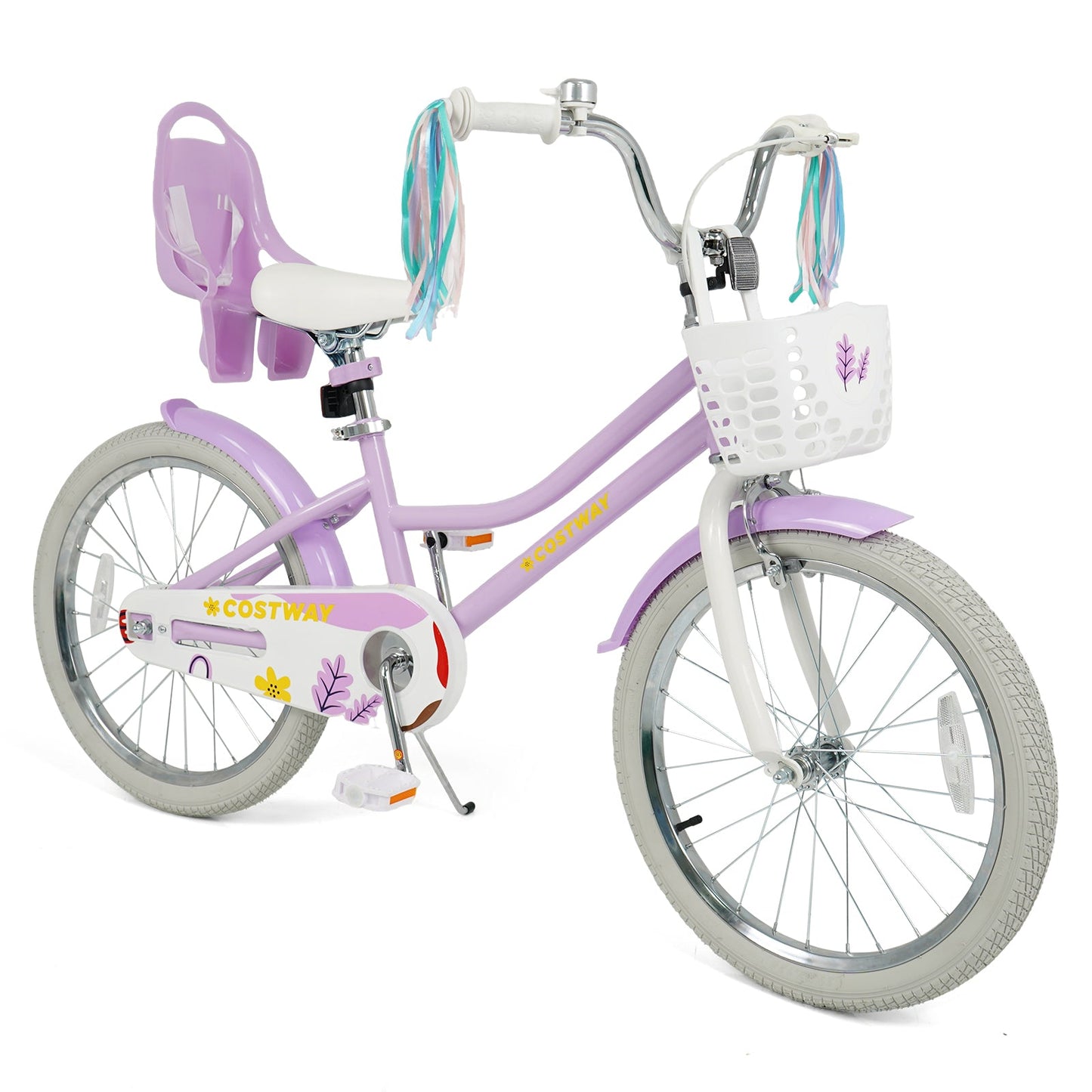 12 Inch Girls Bike Kids Bicycle with Doll Seat and Streamers for Children 3-4 Years Old