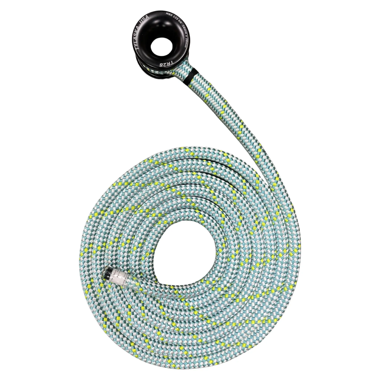 Ring sling rigging 20mm Arbo Space plaid with turquoise braided rope and black ring on Tampa Home & Garden Store