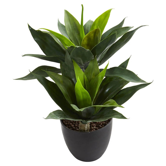 Agave Artificial Plant Nearly Natural green non-flowering succulent in black pot on Tampa Home & Garden Store