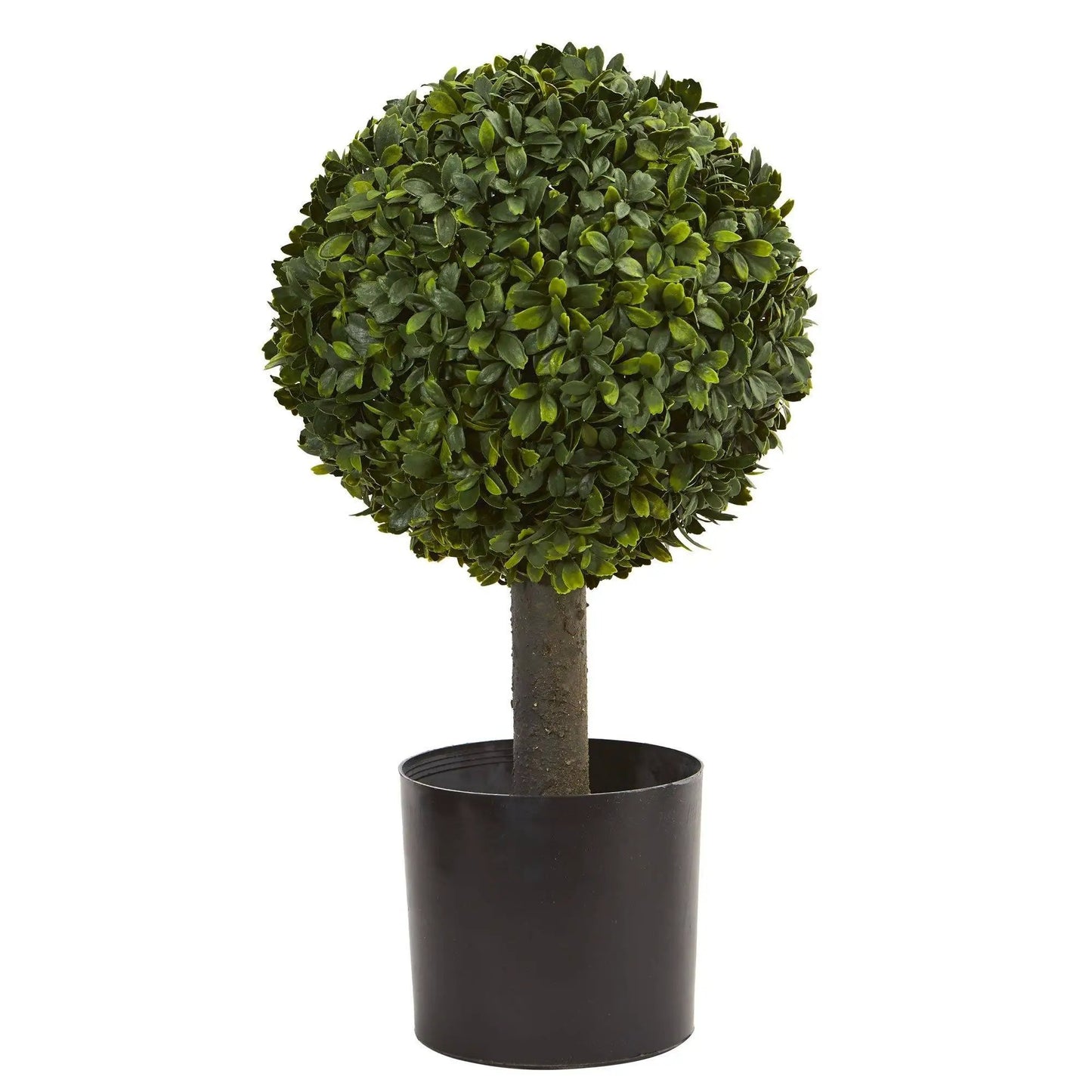 21-inch boxwood ball topiary artificial tree with green leaves in black pot Nearly Natural on Tampa Home & Garden Store