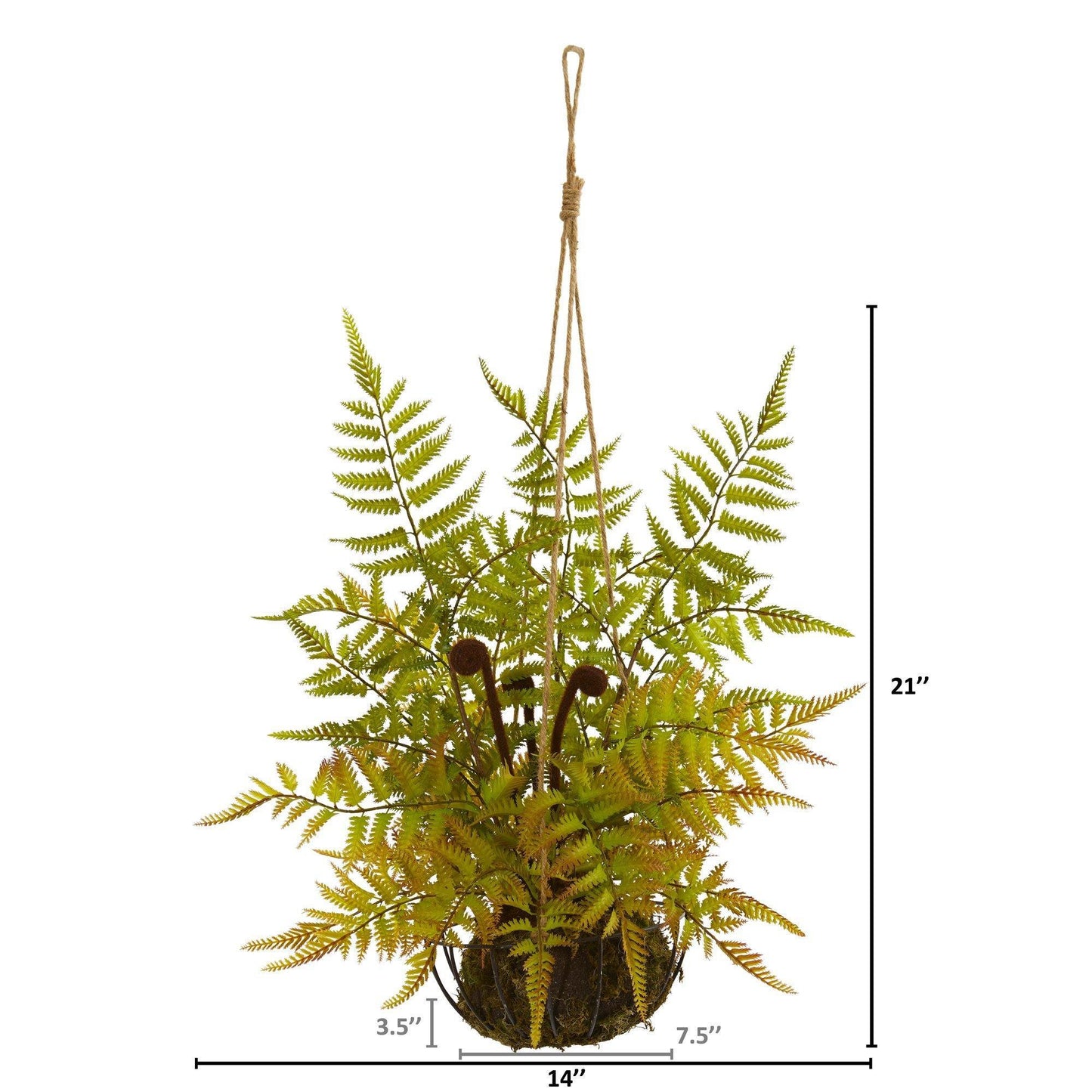 21” Fern Artificial Plant in Metal Hanging Basket - Tampa Home & Garden Store