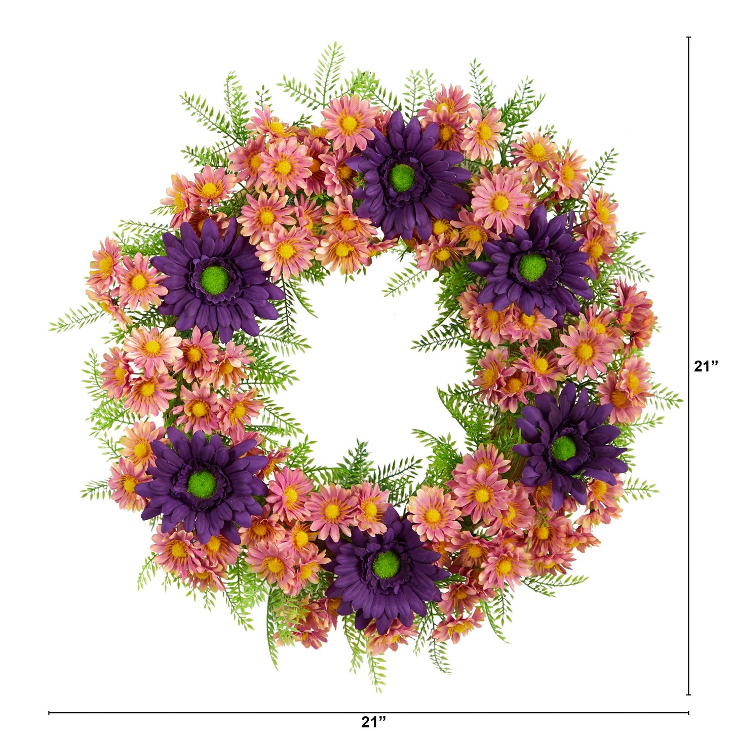 21” Mixed Daisy Artificial Wreath - Tampa Home & Garden Store