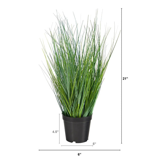 21-Inch Onion Grass artificial plant by Nearly Natural in pot with green blades for home use on Tampa Home & Garden Store