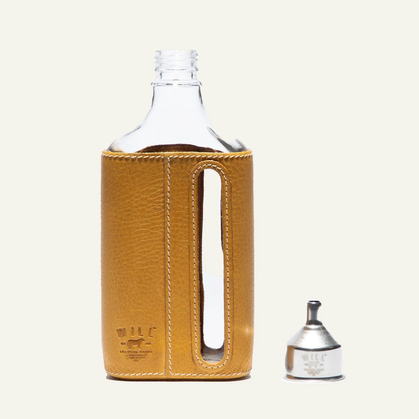 Glass flask with full-grain leather sleeve, 375ml, Will Leather Goods on Tampa Home & Garden Store