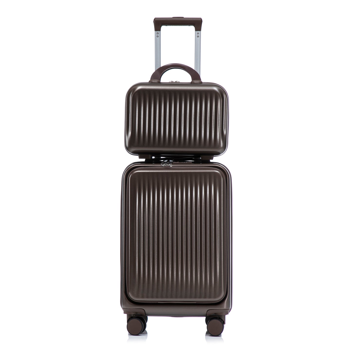 Three-piece brown ABS spinner luggage set with cosmetic case by HouseOfZazla on Tampa Home & Garden Store