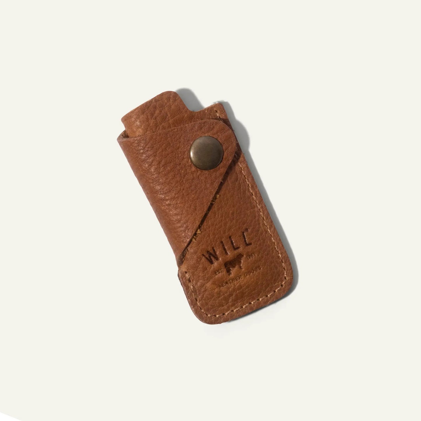 Durable Full Grain Leather Lighter Cover tan brown with brass snap by Will Leather Goods on Tampa Home & Garden Store