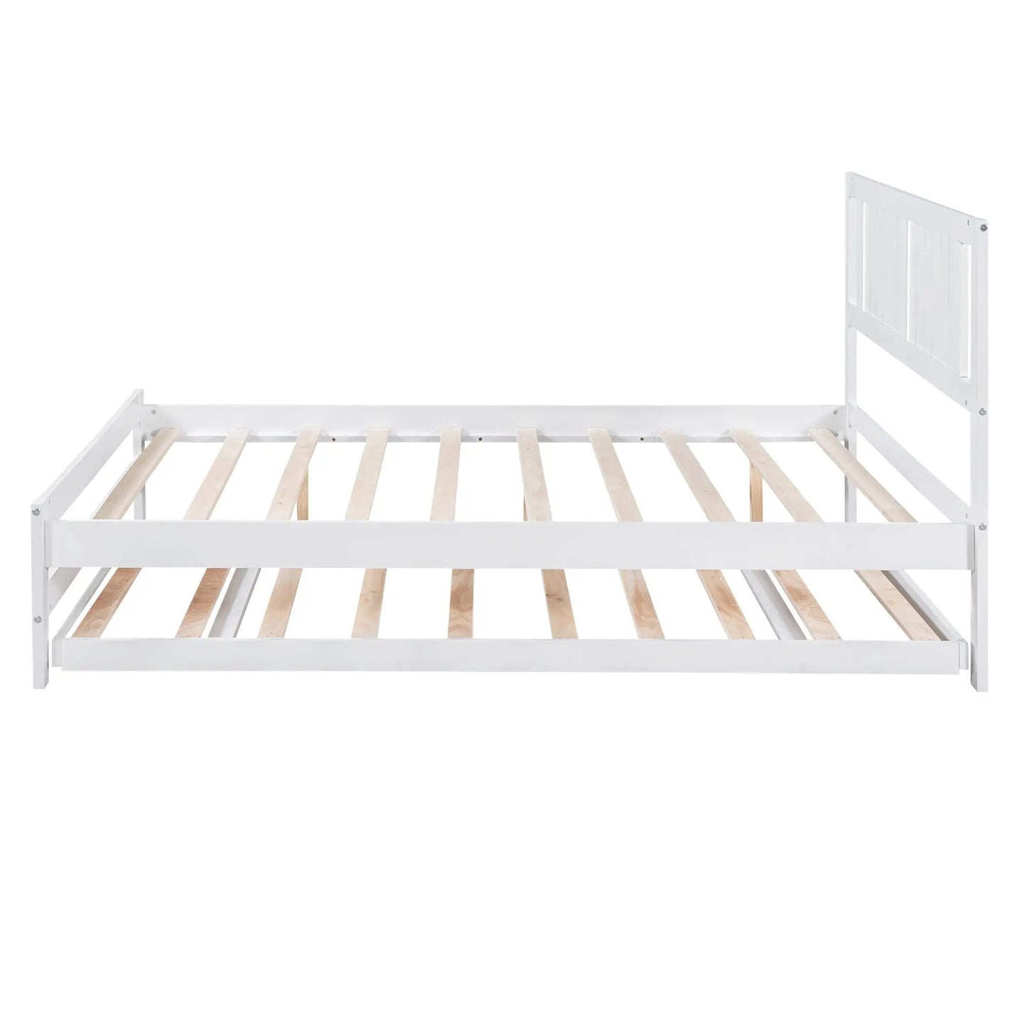 Cama de plataforma matrimonial con cama nido ajustable blanca