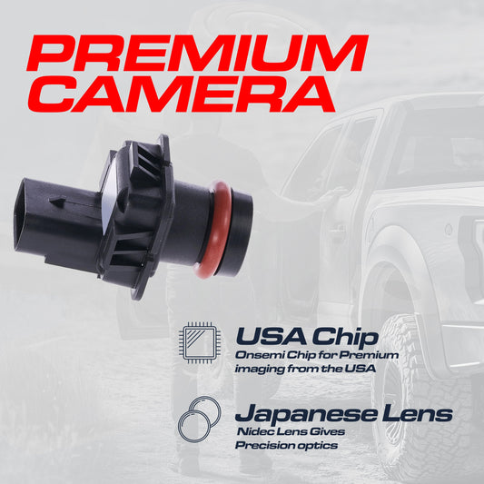 Lincoln MKX OE backup camera module by Master Tailgaters in black housing with orange seal on Tampa Home & Garden Store